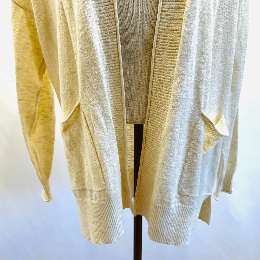 MADEWELL Women Long Sleeve Open Front Pockets Beige Cardigan Sweater Size Small - Picture 3 of 11